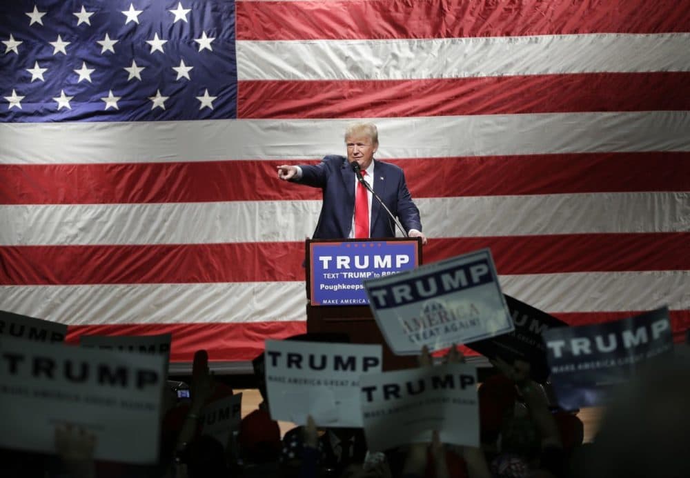 Donald Trump speaks at a campaign event Sunday in Poughkeepsie, N.Y. (Frank Franklin II/AP)