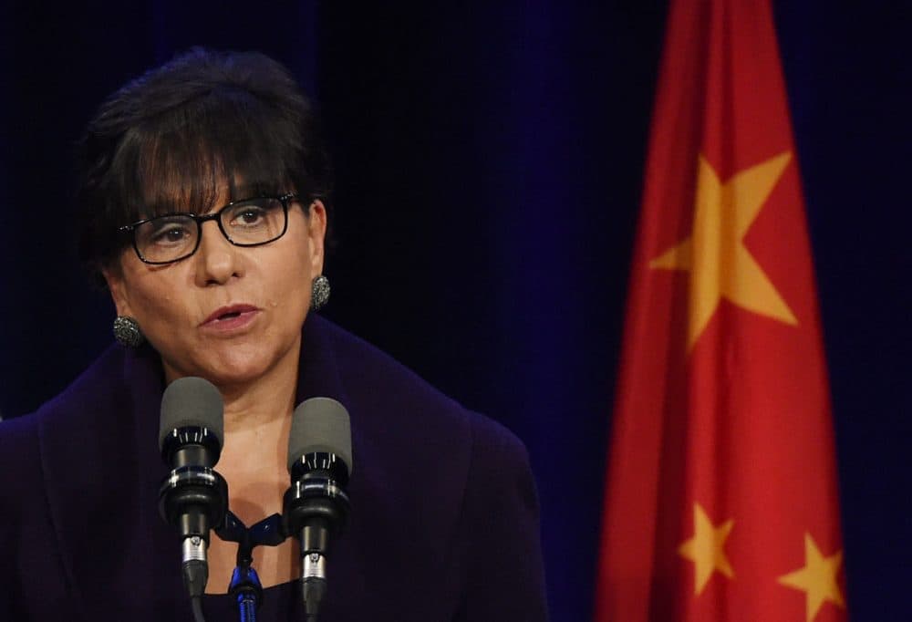 U.S. Commerce Secretary Penny Pritzker speaks during the welcoming banquet for Chinese President Xi Jinping at the start of his visit to the United States, at the Westin Hotel in Seattle, Washington on September 22, 2015. (Mark Ralston/AFP/Getty Images)