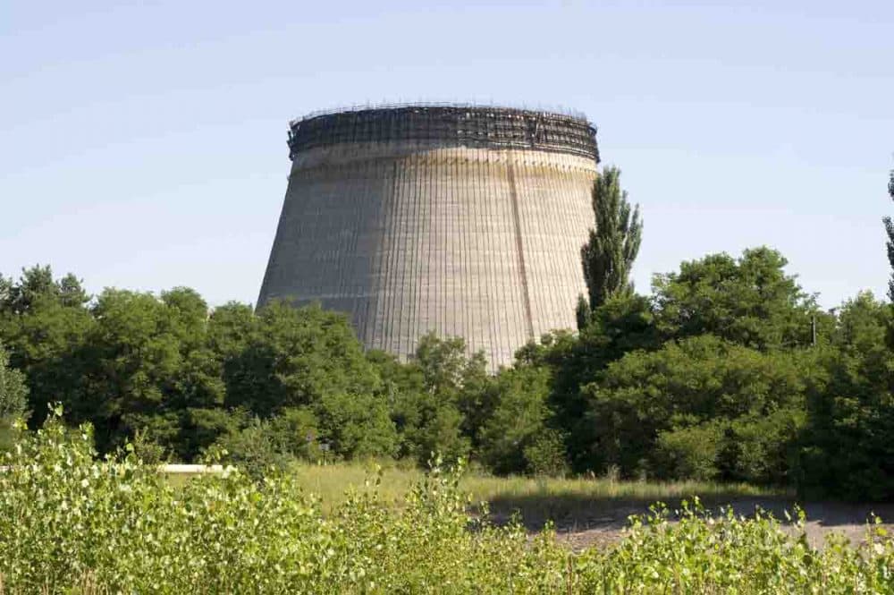 The cooling tower for an unfinished reactor at the Chernobyl Nuclear Power Plant. (Rory Carnegie)