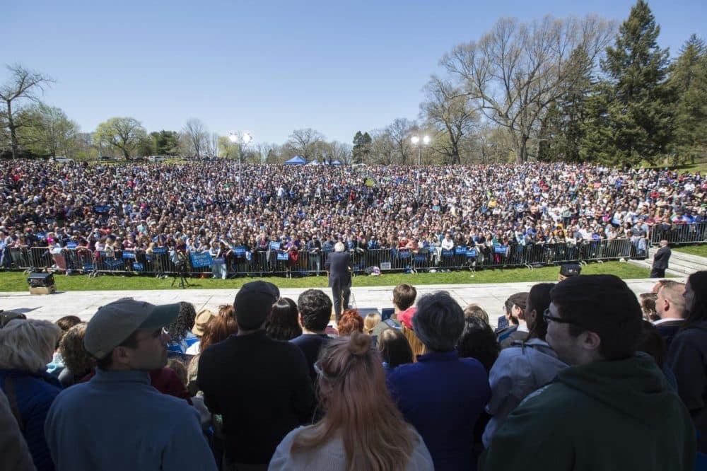 Democratic presidential candidate U.S. Sen. Bernie Sanders (D-VT) speaks during his rally at Roger Williams Park on April 24, 2016 in Providence, Rhode Island. The Rhode Island primary will be held on Tuesday, April 26. (Scott Eisen/Getty Images)