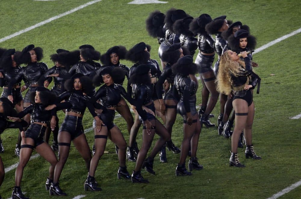 Beyoncé performs during halftime of the NFL Super Bowl 50 football game February 2016. (Charlie Riedel/AP)