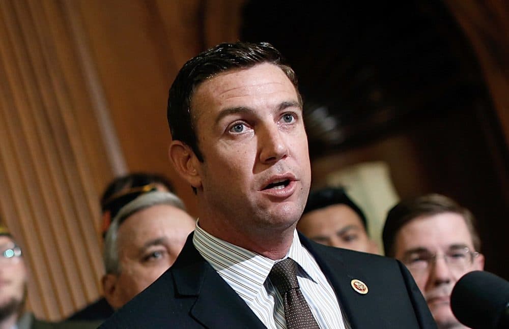 Rep. Duncan Hunter (R-CA), pictured here on May 29, 2014, sponsored the proposal that would require young women to register for the Selective Service System, but voted against it. (Win McNamee/Getty Images)
