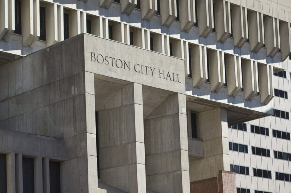 Boston City Hall is seen in 2015. (Jesse Costa/WBUR)