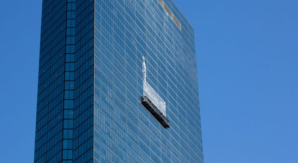 Anita Diamant: &quot;Now I see the former Hancock Tower as a stunning canvas, shimmering blue or grey in answer to the seasonal sky, waiting for a new image to materialize.&quot; (Jesse Costa/WBUR)