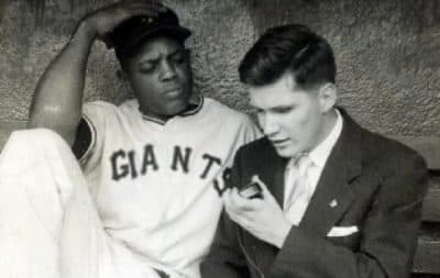 Throughout his career, baseball broadcaster Ed Lucas has had the opportunity to interview some of the game's greatest players, like Willie Mays. (Courtesy of Ed Lucas)