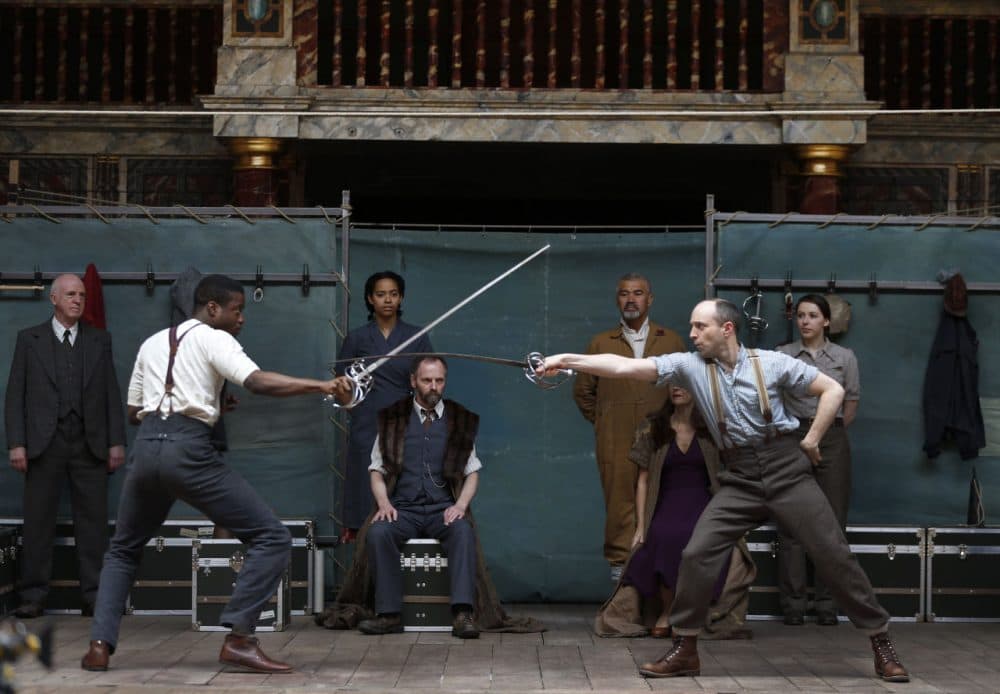 Actors from London's Globe Theatre perform a scene from William Shakespeare's 'Hamlet' before setting out to test the Bard's maxim that &quot;all the world's a stage&quot; by taking 'Hamlet' to 200 countries around the world. (AP Photo/Lefteris Pitarakis)