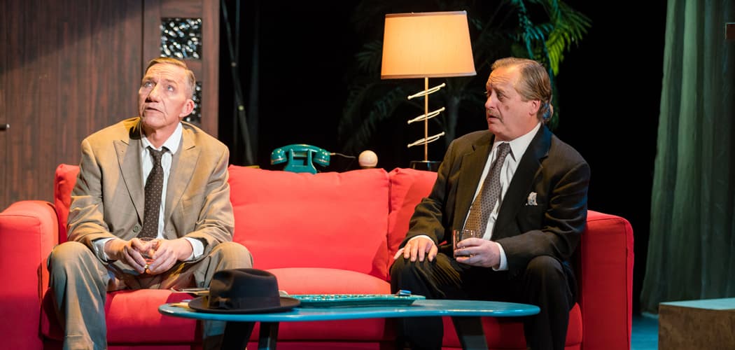 Alexander Cook (left) is New York City police detective  Mark McPherson and Steven Barkhimer is  Waldo Lydecker in Stoneham Theatre's production of &quot;Laura.&quot; (Courtesy Nile Hawver/Nile Scott Shots)