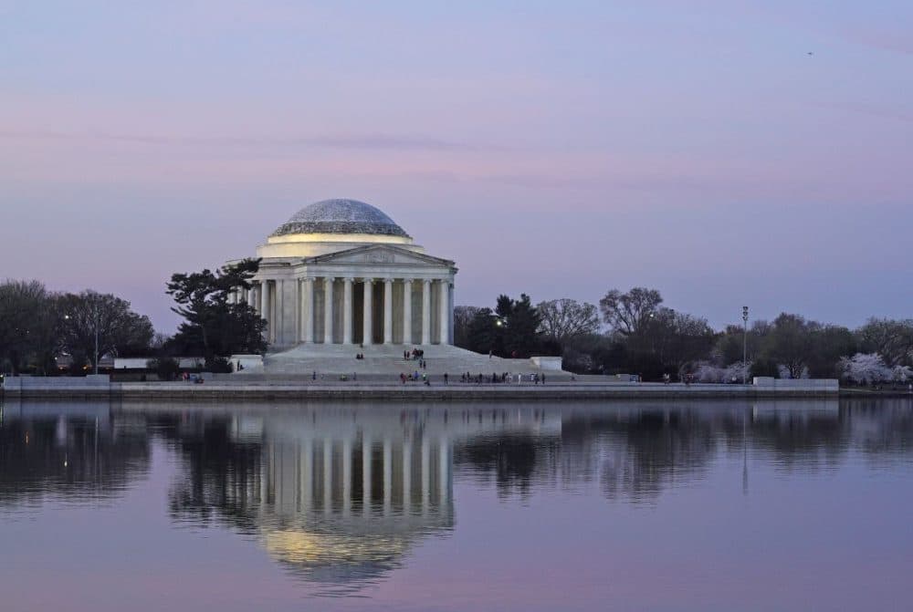 A March 24, 2016 photo shows the Jefferson Memorial at dawn on March 24, 2016 in Washington, DC. (Mandel Ngan /AFP/Getty Images)