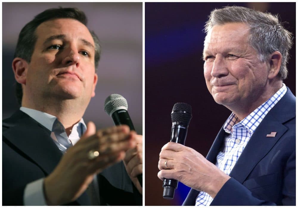 This combination of file photos shows former Republican presidential candidates Ted Cruz(L) and John Kasich.
(DSK/AFP/Getty Images)