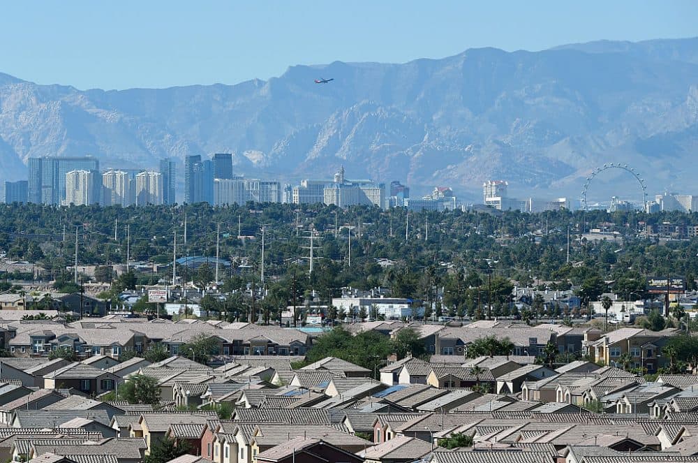 A general view from Sam Boyd Stadium shows the Las Vegas Strip behind homes on October 31, 2015 in Las Vegas, Nevada  (Ethan Miller/Getty Images)