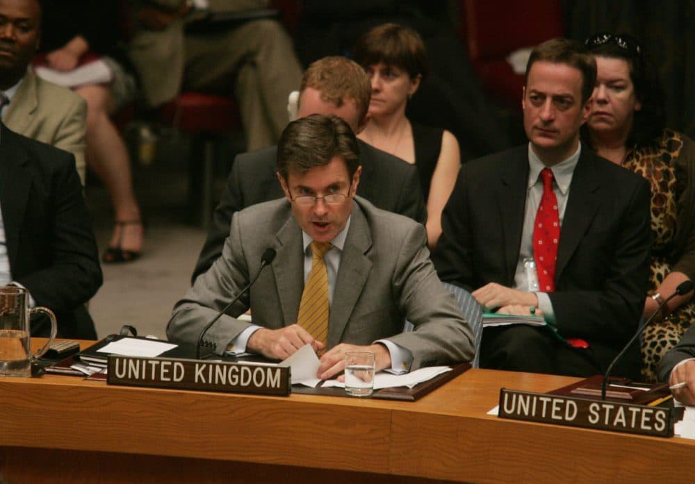 British Permanent Representative to the United Nations John Sawers speaks during a meeting of the Security Council at the United Nations July 11, 2008 in New York City.  China and Russia vetoed a U.S. draft resolution to impose sanctions against the government of Zimbabwe. (Hiroko Masuike/Getty Images)