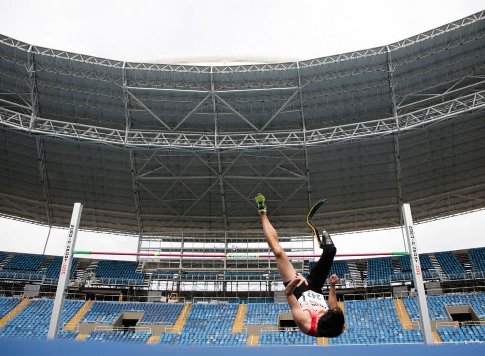 Toru Suzuki of Japan #247 competes the Men's High Jump - T44 - Final during the Paralympics Athletics Grand Prix - Aquece Rio Test Event for the Rio 2016 Olympics - Day 4 at Olympic Stadium on May 21, 2016 in Rio de Janeiro, Brazil. (Buda Mendes/Getty Images)