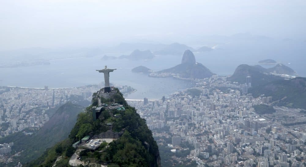 Christ the Redeemer statue is shown in this aerial view of Rio de Janeiro, where the 2016 Olympic Games will be held this summer. (David J. Phillip/AP)