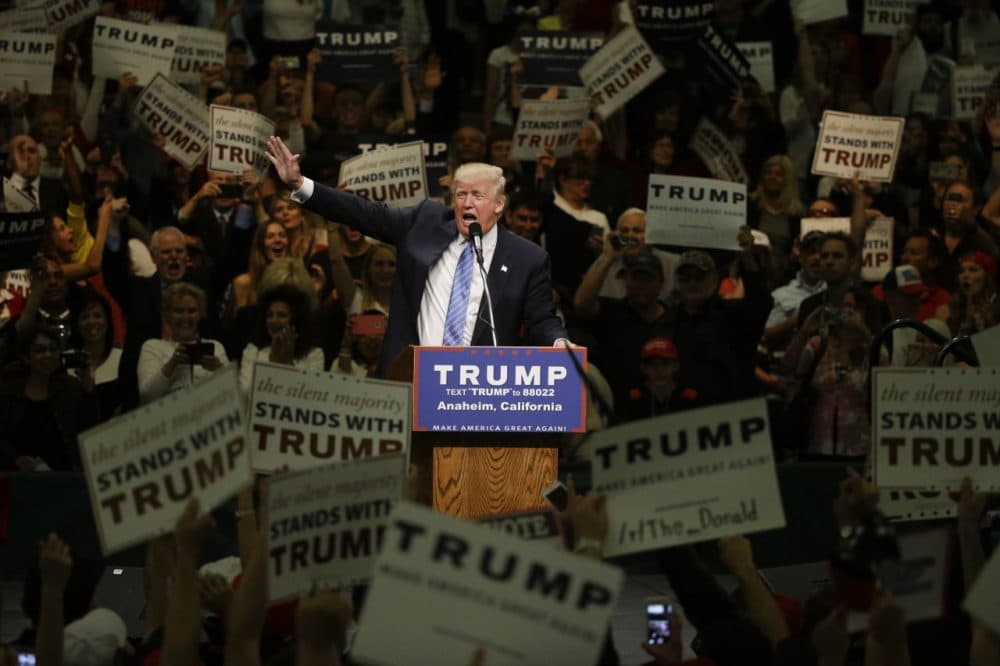 Republican presidential candidate Donald Trump speaks during a rally at the Anaheim Convention Center Wednesdayin Anaheim, California. (Jae C. Hong/AP)