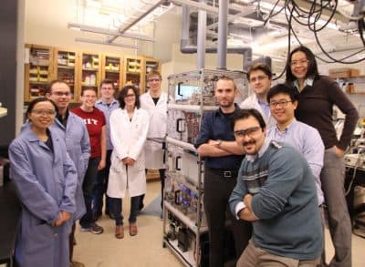 Students and postdocs at MIT who were part of the pharmacy on demand (a small scale pharmaceutical manufacturing unit) team. (Courtesy of MIT)