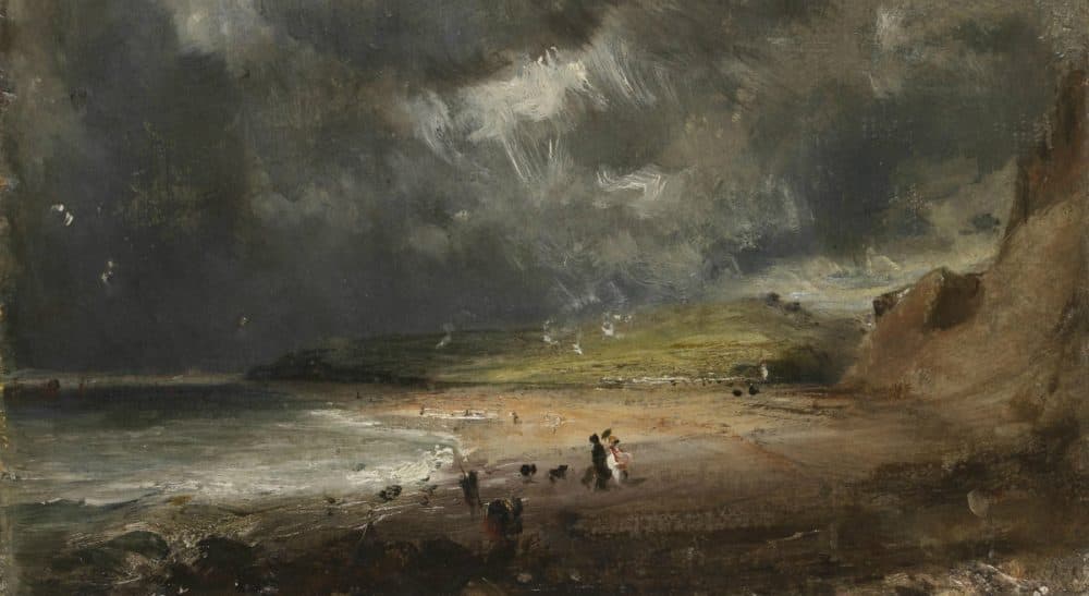 John Constable created his ominous oil painting, 'Weymouth Bay' in 1816. The dark skies were inspired by 'The Year Without a Summer,' the same meteorological change that influenced the novel 'Frankenstein.' (Courtesy Victoria and Albert Museum, London)