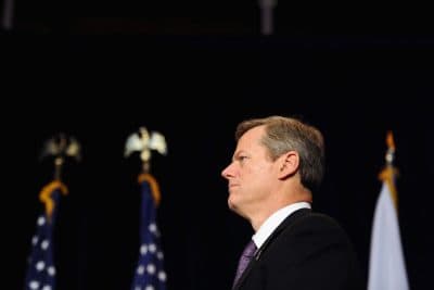 BOSTON, MA - JANUARY 09:  Governor of Massachusetts Charlie Baker looks on during a press conference to announce Boston as the U.S. applicant city to host the 2024 Olympic and Paralympic Games at the Boston Convention and Exhibition Center on January 9, 2015 in Boston, Massachusetts.  (Photo by Maddie Meyer/Getty Images for the USOC)