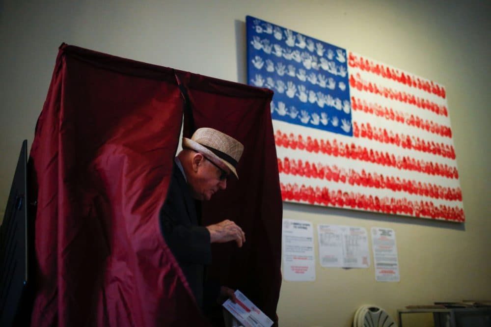 A man casts his ballot at polling station during New Jersey's primary elections on June 7, 2016 in Hoboken, New Jersey. (Eduardo Munoz Alvarez/AFP/Getty Images)