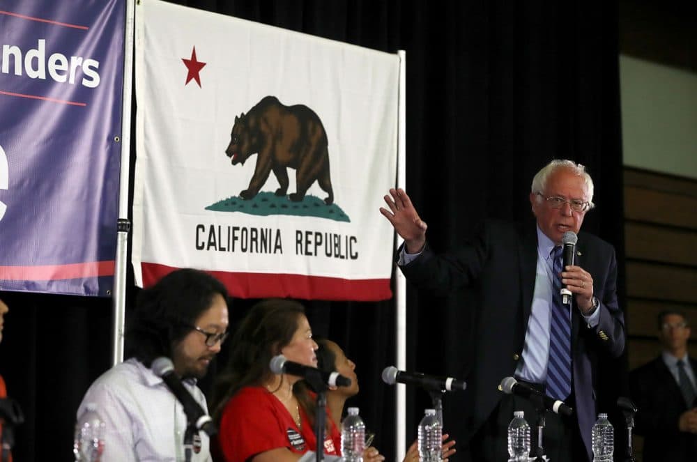Democratic presidential candidate, U.S. Sen. Bernie Sanders (D-VT) speaks during a panel with Asian-Americans and Pacific Islanders at Cubberley Community Center on June 1, 2016 in Palo Alto, California. With less than a week to go before the California presidential primary, Sanders is campaigning in northern California.  (Justin Sullivan/Getty Images)