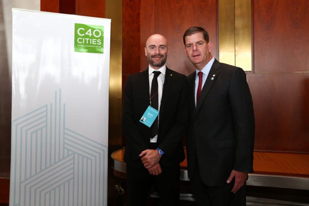 Boston Mayor Marty Walsh in Beijing with Mark Watts, executive director of the C40 Cities Climate Leadership Group. (Courtesy C40)