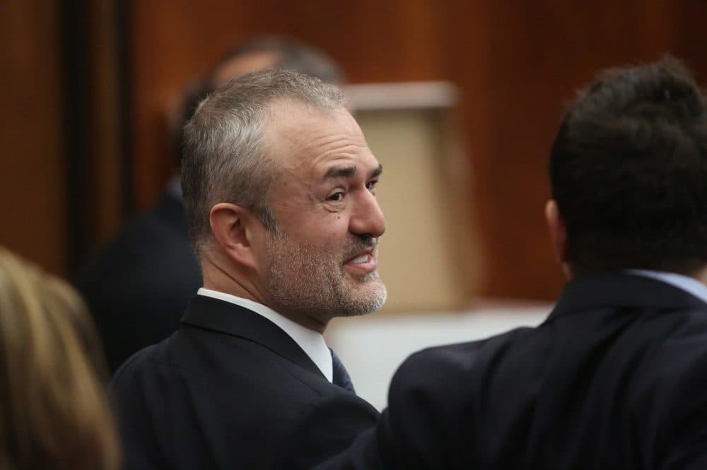 Nick Denton, founder of Gawker, talks with his legal team before Terry Bollea, aka Hulk Hogan, testifies in court during his trial against Gawker Media at the Pinellas County Courthouse on March 8, 2016 in St Petersburg, Florida. Bollea is taking legal action against Gawker in a USD 100 million lawsuit for releasing a video of him having sex with his best friends wife. (John Pendygraft-Pool/Getty Images)