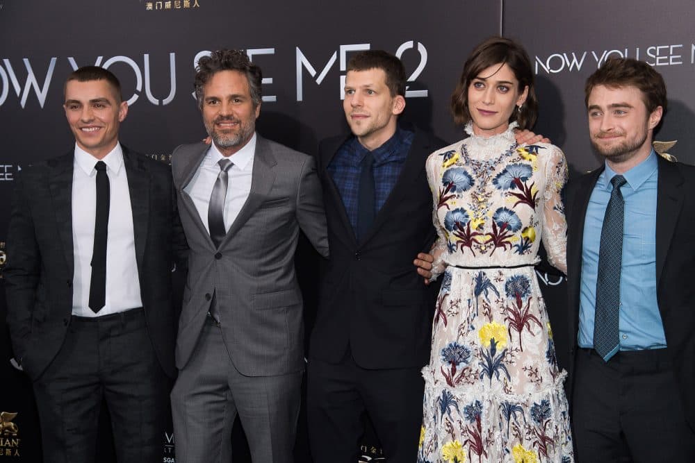 Dave Franco, from left, Mark Ruffalo, Jesse Eisenberg, Lizzy Caplan and Daniel Radcliffe attend the world premiere of &quot;Now You See Me 2&quot; at AMC Loews Lincoln Square on Monday, June 6, 2016, in New York. (Photo by Charles Sykes/Invision/AP)