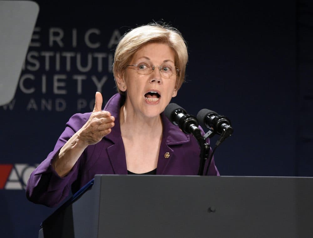 Sen. Elizabeth Warren, D-Mass., speaks at the American Constitution Society for Law and Policy 2016 National Convention on June 9. (Nick Wass/AP)