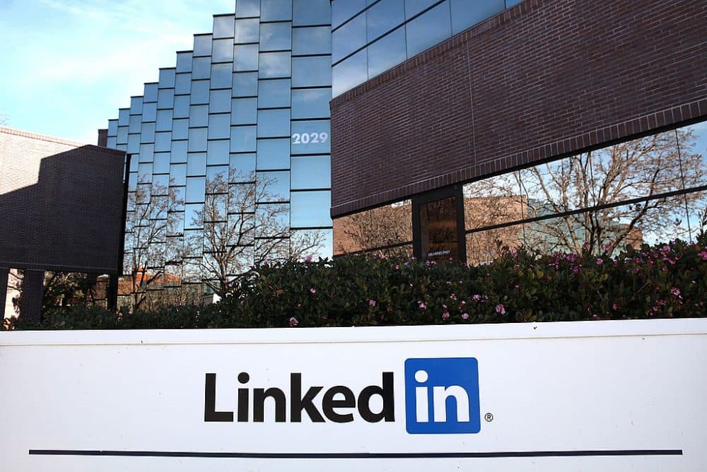 A sign is posted in front of the LinkedIn headquarters on February 11, 2011 in Mountain View, California. (Justin Sullivan/Getty Images)