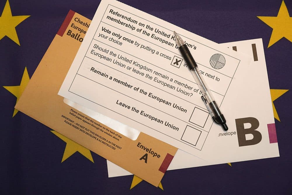 In this photo illustration a European Union referendum postal voting form, waits to be signed on June 1, 2016 in Knutsford, United Kingdom. (Christopher Furlong/Getty Images)