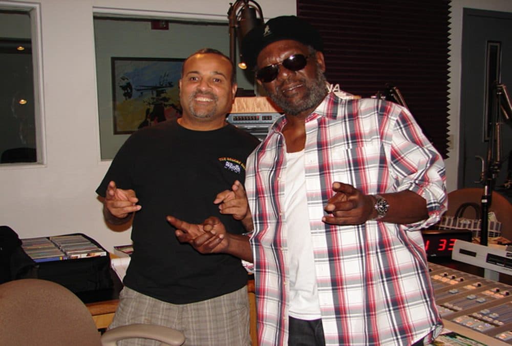DJ Howard &quot;Flagga&quot; Duperly, right, with reggae artist Bunny Rugs. (Natasha Moves Reggae)