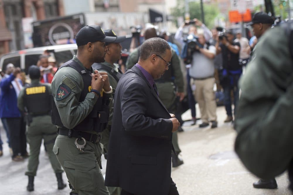 Baltimore police officer Caesar Goodson Jr. arrives at the Circuit Court before the judge issues the verdict in his trial on June 23, 2016 in Baltimore, Maryland. (Mark Makela/Getty Images)