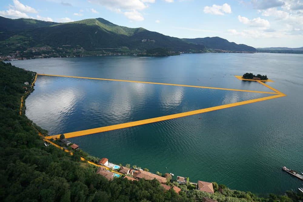 &quot;The Floating Piers,&quot; by Christo and Jeanne-Claude, Lake Iseo, Italy, 2016 (Courtesy Wolfgang Volz/Christo)