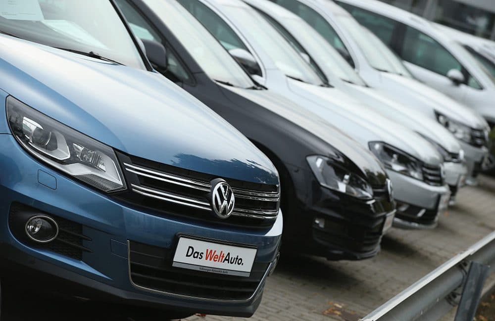 Used cars of German carmaker Volkswagen stand on display at a Volkswagen car dealership on September 22, 2015 in Berlin, Germany. Volkswagen CEO (Sean Gallup/Getty Images)