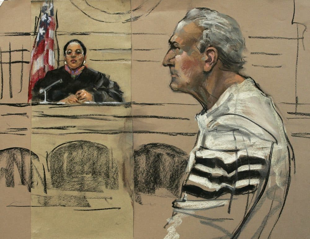In this courtroom sketch, former Mafia boss Francis &quot;Cadillac Frank&quot; Salemme appears before a judge in Boston federal court on Nov. 10, 2004. Salemme is likely to be a suspect in the murder of Steven DiSarro, whose remains were found in Providence and just identified. (Constance Flavell Pratt/AP)