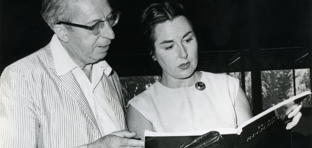 Famed soprano soloist and educator Phyllis Curtin died Sunday. Here, she's seen with Aaron Copland at Tanglwood in 1963, consulting the score of Benjamin Britten's &quot;War Requiem.&quot; (Courtesy Heinz Weissenstein/BSO)