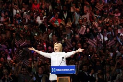 Democratic presidential candidate Hillary Clinton speaks during a presidential primary election night rally, Tuesday, June 7, 2016, in New York. (Julio Cortez / AP)