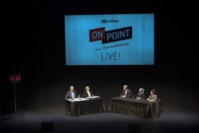 Host Tom Ashbrook leads On Point LIVE 2016 at Boston's Paramount Theatre on Friday, June 17, 2016. (Liz Linder / Liz Linder Photography)
