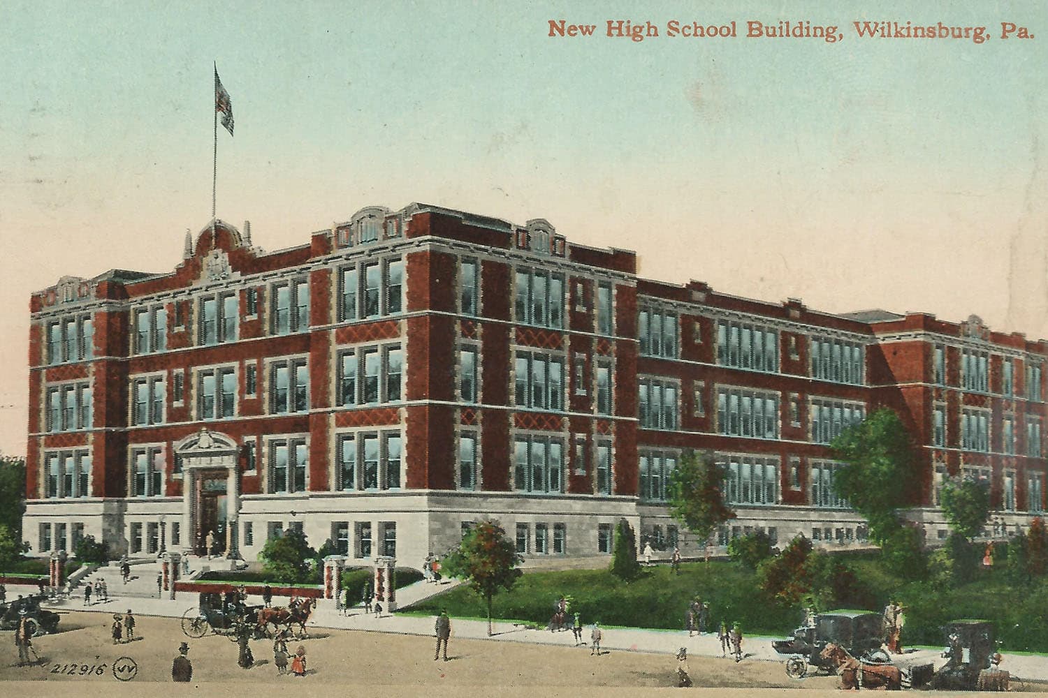 A postcard image from the opening of the Wiilkinsburg High School in Wilkinsburg, Penns. (Via Wilkingsburg History)