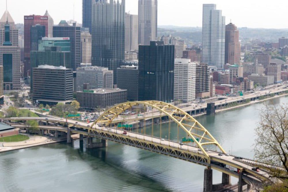 Pittsburgh’s Fort Pitt Bridge, crossing the Monongahela River. (Dean Russell/Here & Now)