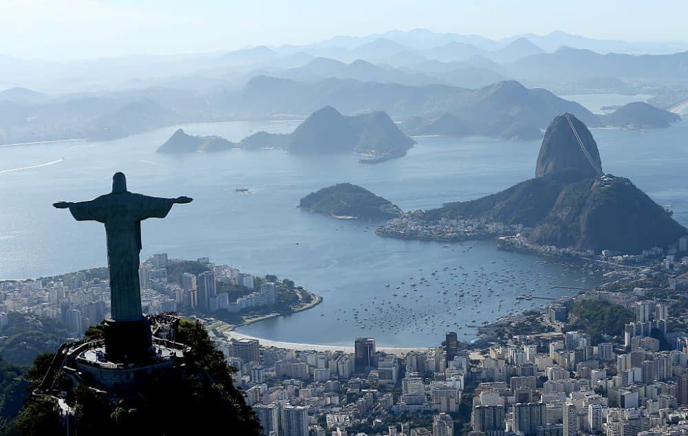 Aerial view of Christ the Redeemer, Flamengo Beach, the Sugar Loaf and Guanabara Bay with nearly one year to go to the Rio 2016 Olympic Games on July 21, 2015 in Rio de Janeiro, Brazil. Matthew Stockman/Getty Images)