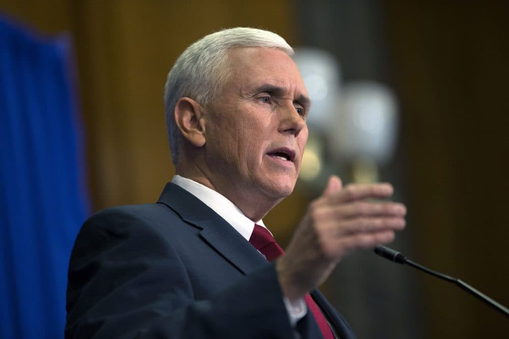 Indiana Gov. Mike Pence speaks during a press conference March 31, 2015 at the Indiana State Library in Indianapolis, Indiana. (Aaron P. Bernstein/Getty Images)