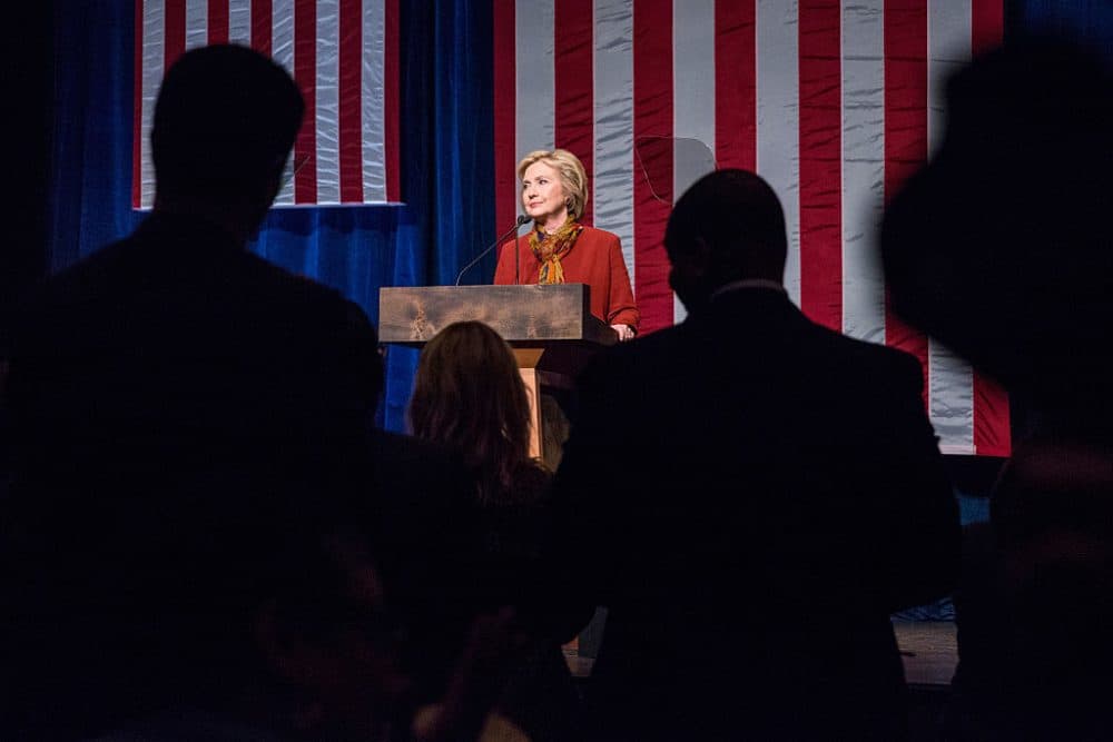 Democratic presidential candidate and former U.S. Secretary of State Hillary Clinton gives an address at the Schomburg Center for Research in Black Culture on February 16, 2016 in New York City. (Andrew Burton/Getty Images)