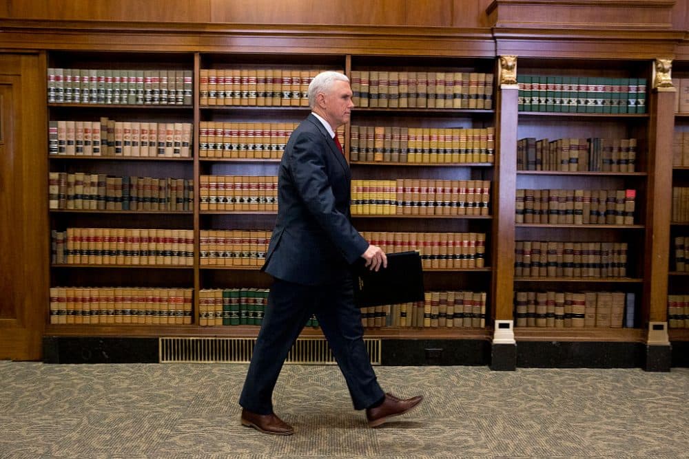 Governor Mike Pence of Indiana holds a press conference March 31, 2015 at the Indiana State Library in Indianapolis, Indiana. Pence spoke about the state's controversial Religious Freedom Restoration Act which has been condemned by business leaders and Democrats. (Aaron P. Bernstein/Getty Images)