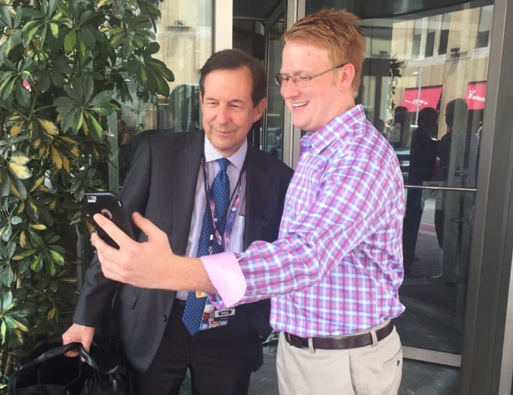 18 year old Will Carter, a delegate from George, meets his idol Chris Wallace of Fox News. (Brett Meyers/Youth Radio)
