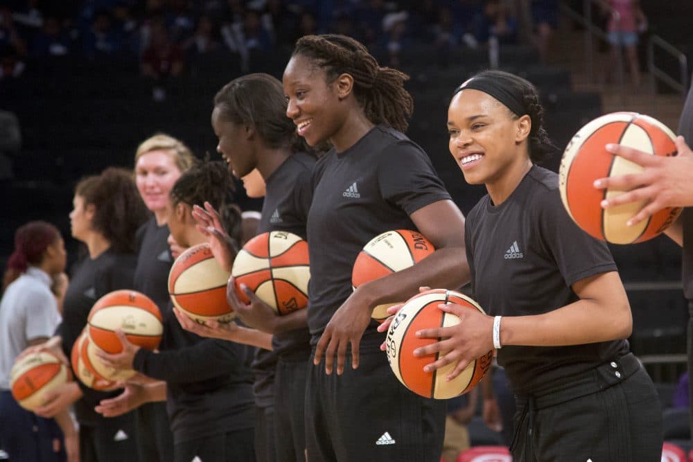 Members of the New York Liberty were among those in the WNBA to make a political statement by way of uniform alterations. (Mark Lennihan/AP)