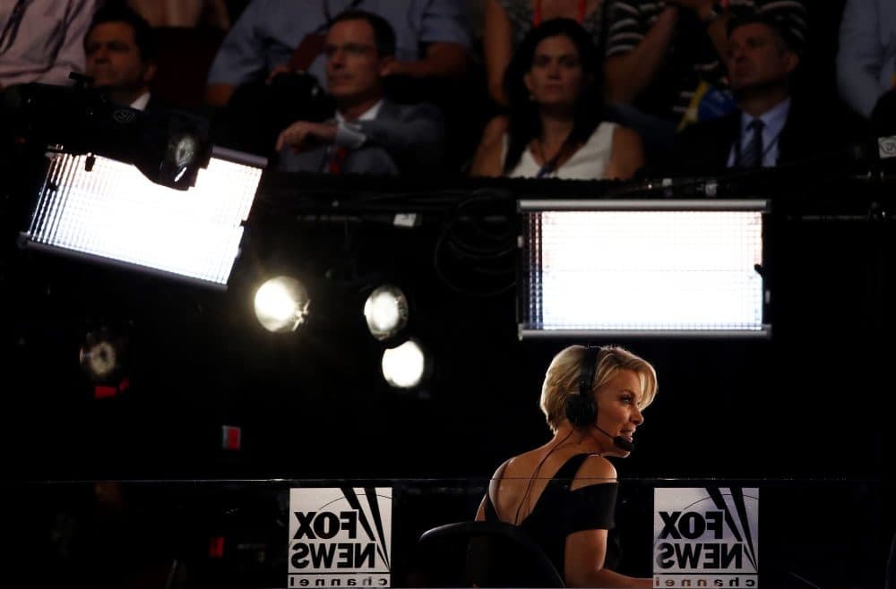 Fox News political commentator Megyn Kelly reports during the evening session on the fourth day of the Republican National Convention on July 21, 2016 at the Quicken Loans Arena in Cleveland, Ohio. (Win McNamee/Getty Images)