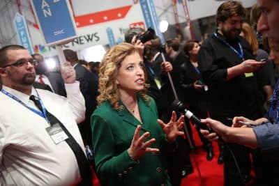 Representative Debbie Wasserman Schultz (D-FL 23rd District) and chair of the Democratic National Committee (DNC) speaks to reporters in the spin room after watching tonight's democratic presidential debate at the Gaillard Center on January 17, 2016 in Charleston, South Carolina. Democratic presidential hopefuls Hillary Clinton, Bernie Sanders and Martin O'Malley spent yesterday campaigning in South Carolina in lead up to tonight's debate.  (Andrew Burton/Getty Images)