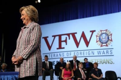 Democratic presidential candidate former Secretary of State Hillary Clinton speaks at the 117th National Convention of Veterans of Foreign Wars on July 25, 2016 in Charlotte, North Carolina. (Justin Sullivan/Getty Images)