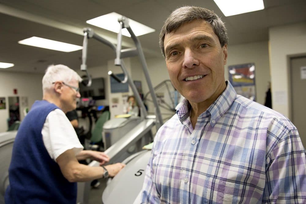 Wayne Westcott, 67, professor of exercise science, at the Quincy College gym (Robin Lubbock/WBUR)