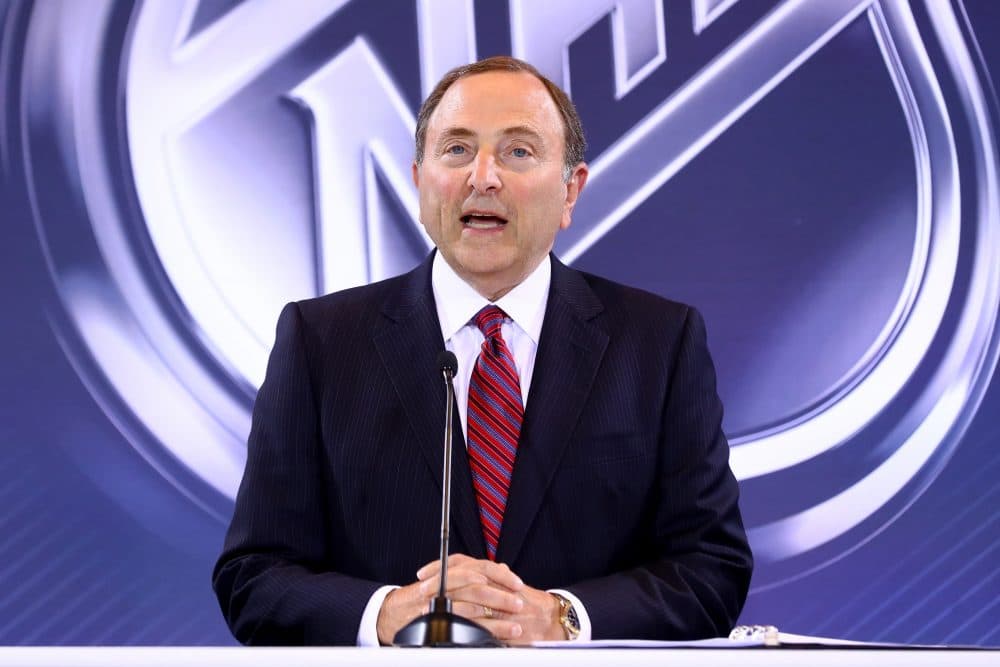 National Hockey League Commissioner Gary Bettman addresses the media during the Board Of Governors Press Conference prior to the 2016 NHL Awards at Encore Las Vegas on June 22, 2016 in Las Vegas, Nevada. (Bruce Bennett/Getty Images)
